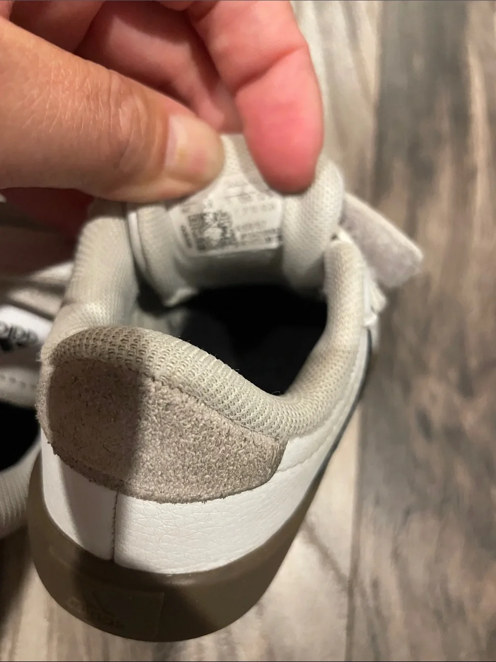 adidas Kids White Sneakers with Black Stripes and Brown Sole